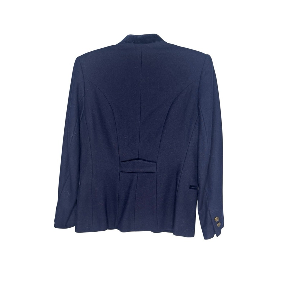 Vintage Blazer Size 2 Wool Blend Navy Blue Preppy Academia Equestrian Old Money - Picture 2 of 9